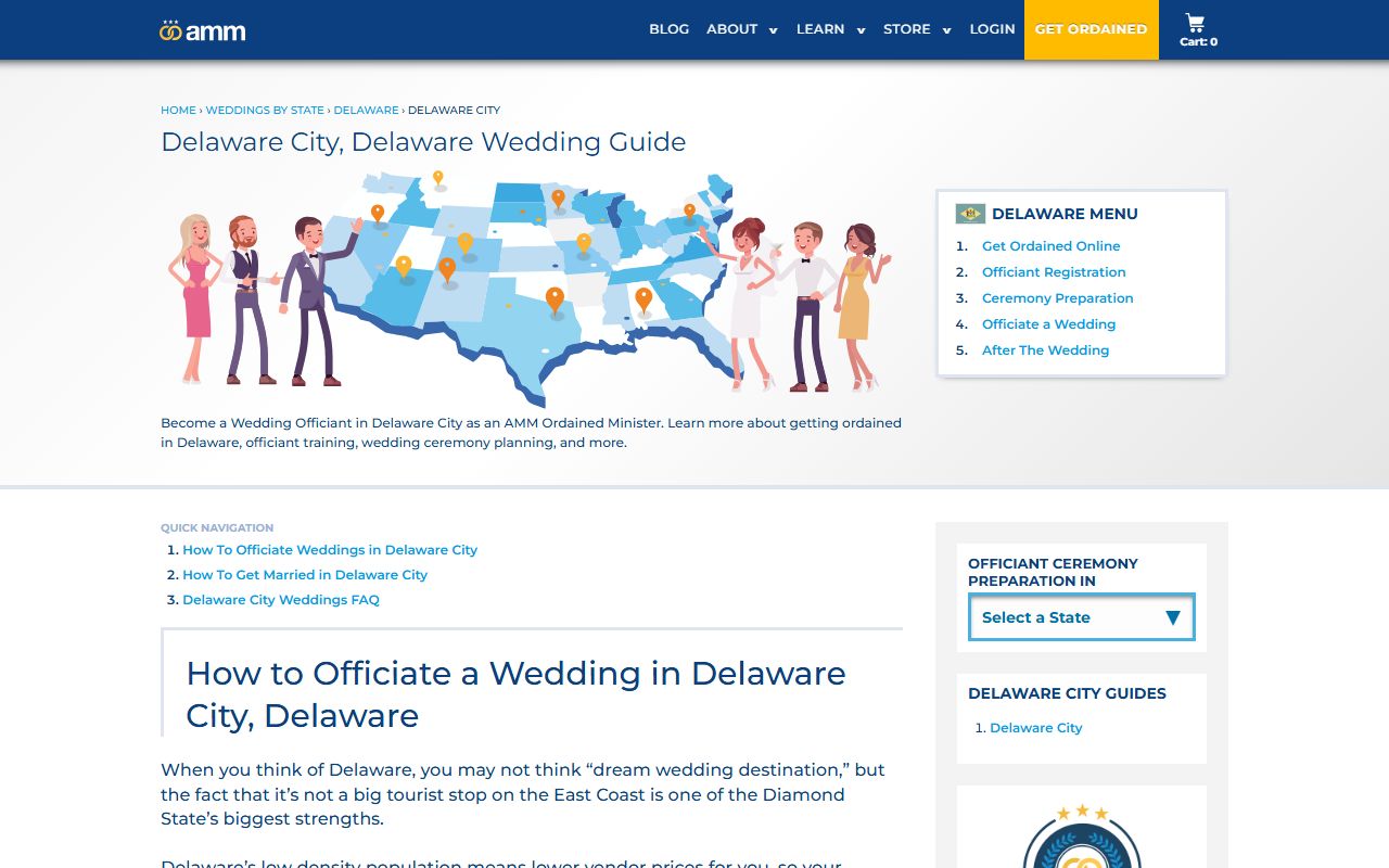 How to officiate a wedding in Delaware City Delaware