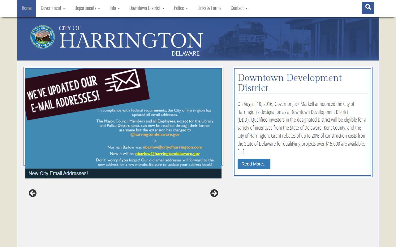 Harrington Delaware city government and marriage license information