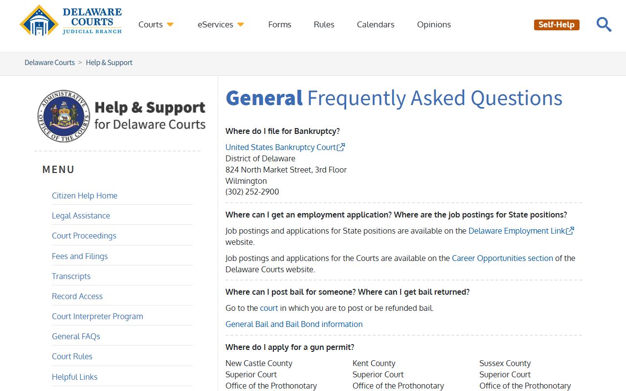 Delaware State Courts general FAQ about marriage licenses